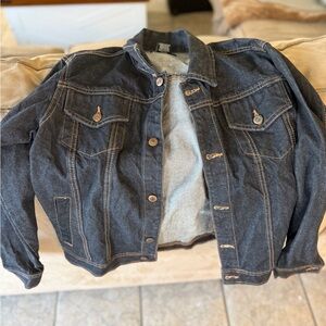 Custom Johnny cash Dark Blue Denim Jacket with Contrast Stitching Jean jacket